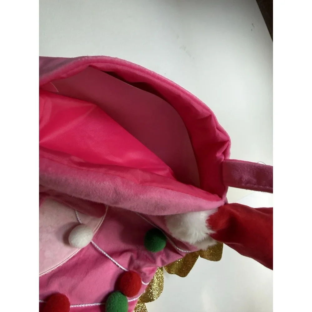 NWT‎ HOBBY LOBBY Pink Dinosaur Shaped with Pom Pom Christmas Themed Stocking